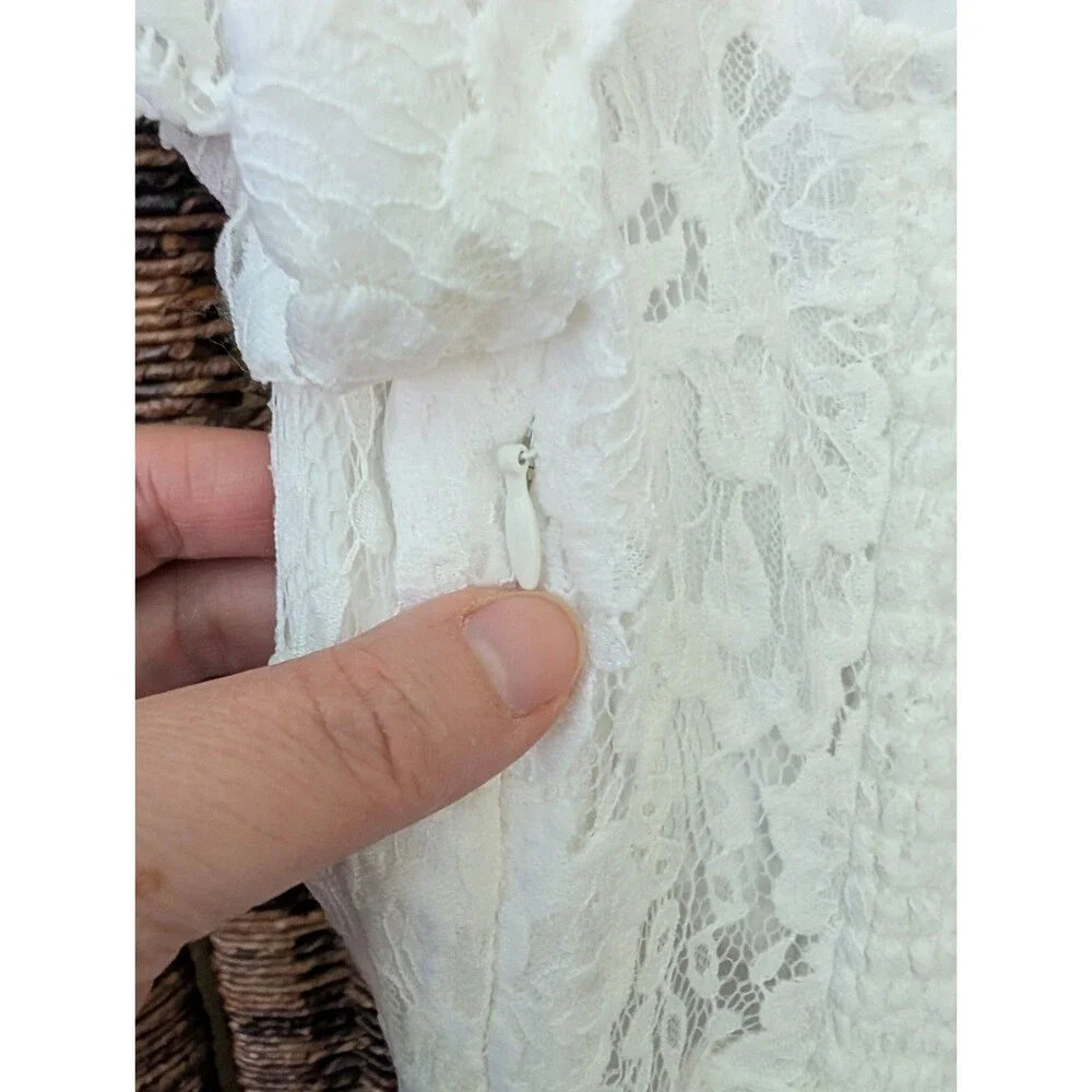 Free People Hailee Mini Dress Medium White Fairy Cottagecore Romantic Wedding